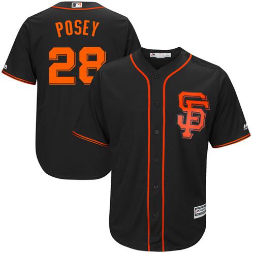 Giants #28 Buster Posey Black Alternate Stitched Youth MLB Jersey