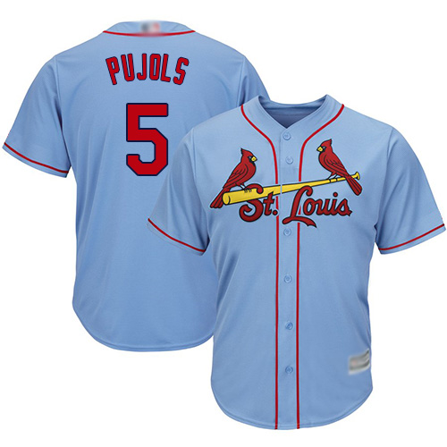Cardinals #5 Albert Pujols Light Blue Cool Base Stitched Youth MLB Jersey