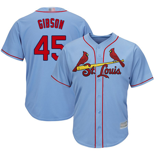 Cardinals #45 Bob Gibson Light Blue Cool Base Stitched Youth MLB Jersey