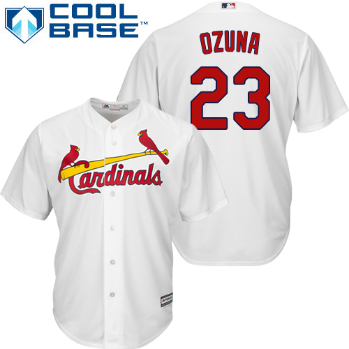Cardinals #23 Marcell Ozuna White Cool Base Stitched Youth MLB Jersey