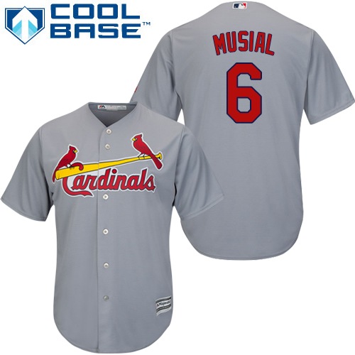 Cardinals #6 Stan Musial Grey Cool Base Stitched Youth MLB Jersey