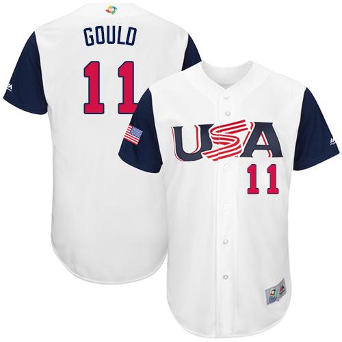 Team USA #11 Josh Gould White 2017 World MLB Classic Authentic Stitched Youth MLB Jersey