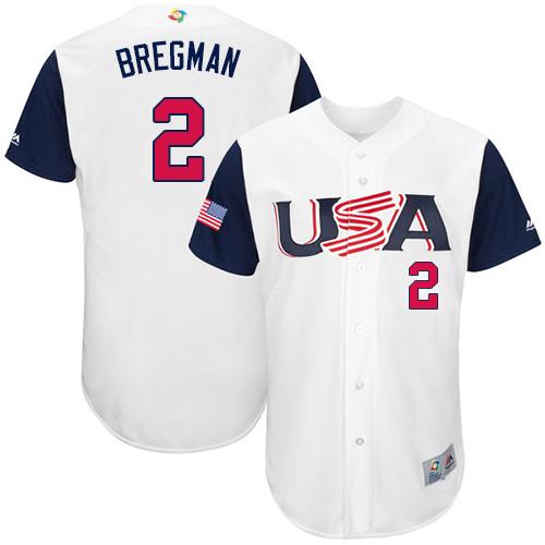 Team USA #2 Alex Bregman White 2017 World MLB Classic Authentic Stitched Youth MLB Jersey