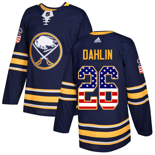 Adidas Sabres #26 Rasmus Dahlin Navy Blue Home Authentic USA Flag Youth Stitched NHL Jersey