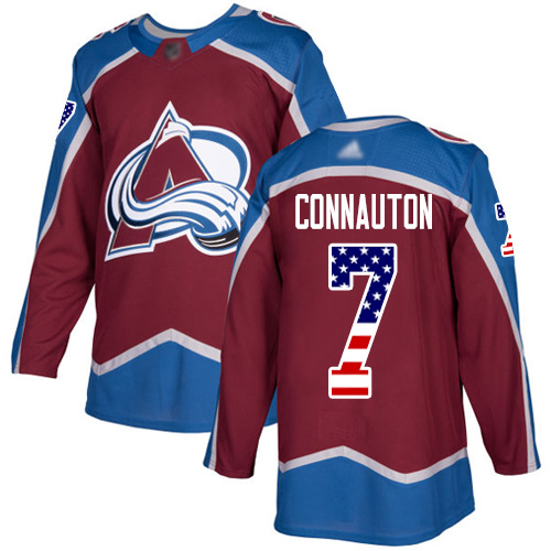 Adidas Avalanche #7 Kevin Connauton Burgundy Home Authentic USA Flag Stitched Youth NHL Jersey