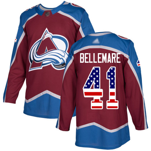 Adidas Avalanche #41 Pierre-Edouard Bellemare Burgundy Home Authentic USA Flag Stitched Youth NHL Jersey
