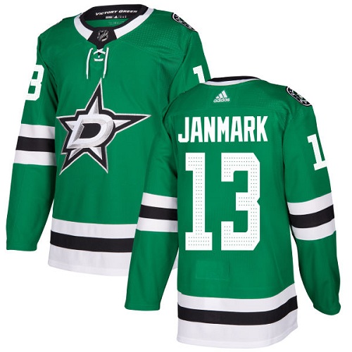 Adidas Stars #13 Mattias Janmark Green Home Authentic Youth Stitched NHL Jersey