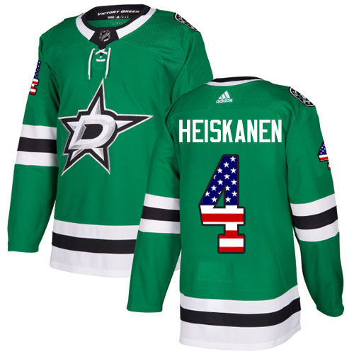 Adidas Stars #4 Miro Heiskanen Green Home Authentic USA Flag Youth Stitched NHL Jersey