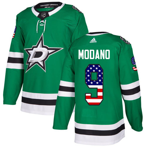 Adidas Stars #9 Mike Modano Green Home Authentic USA Flag Youth Stitched NHL Jersey