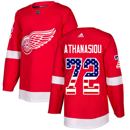 Adidas Red Wings #72 Andreas Athanasiou Red Home Authentic USA Flag Stitched Youth NHL Jersey