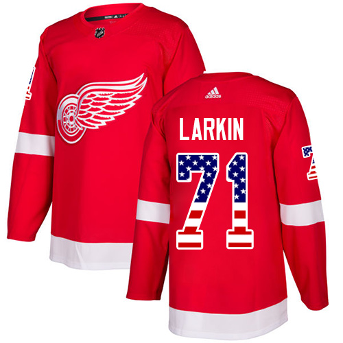 Adidas Red Wings #71 Dylan Larkin Red Home Authentic USA Flag Stitched Youth NHL Jersey