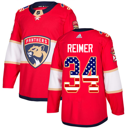 Adidas Panthers #34 James Reimer Red Home Authentic USA Flag Stitched Youth NHL Jersey