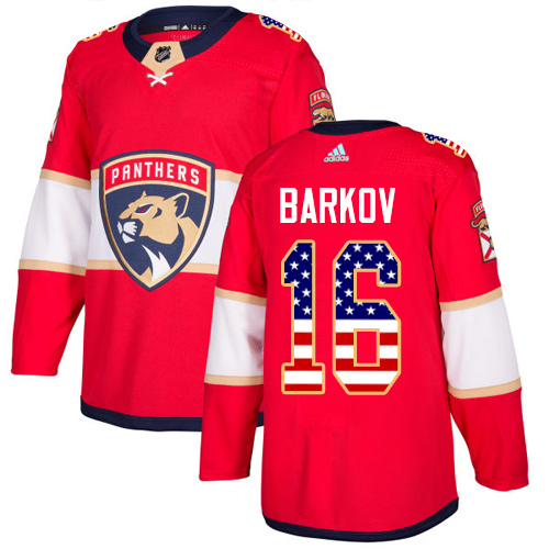 Adidas Panthers #16 Aleksander Barkov Red Home Authentic USA Flag Stitched Youth NHL Jersey