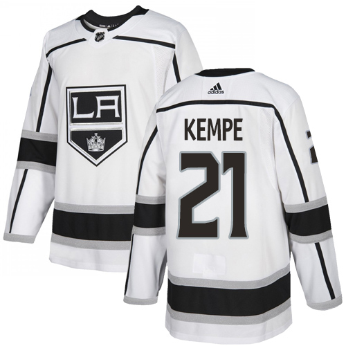 Adidas Kings #21 Mario Kempe White Road Authentic Stitched Youth NHL Jersey