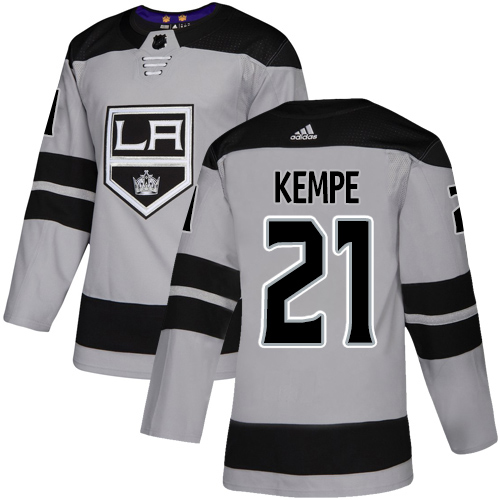 Adidas Kings #21 Mario Kempe Gray Alternate Authentic Stitched Youth NHL Jersey