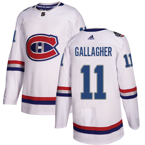 Adidas Canadiens #11 Brendan Gallagher White Authentic 2017 100 Classic Stitched Youth NHL Jersey