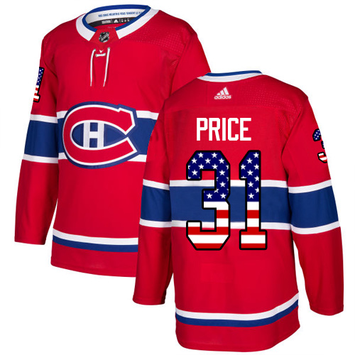 Adidas Canadiens #31 Carey Price Red Home Authentic USA Flag Stitched Youth NHL Jersey