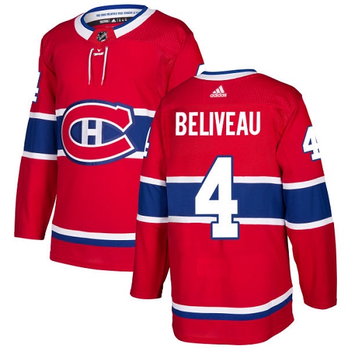 Adidas Canadiens #4 Jean Beliveau Red Home Authentic Stitched Youth NHL Jersey