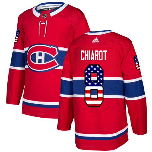 Adidas Canadiens #8 Ben Chiarot Red Home Authentic USA Flag Stitched Youth NHL Jersey