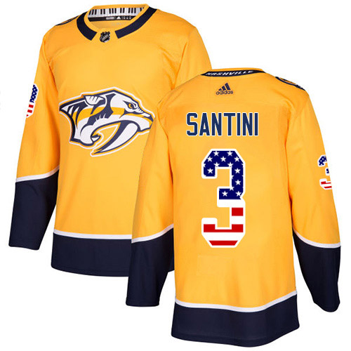 Adidas Predators #3 Steven Santini Yellow Home Authentic USA Flag Stitched Youth NHL Jersey
