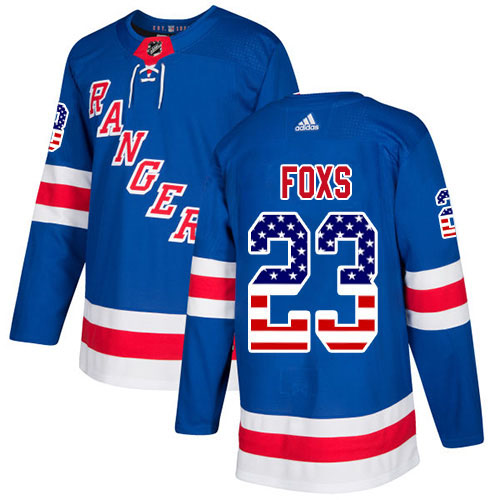 Adidas Rangers #23 Adam Foxs Royal Blue Home Authentic USA Flag Stitched Youth NHL Jersey