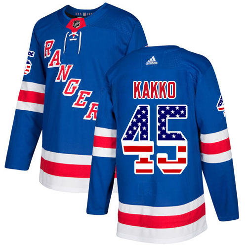 Adidas Rangers #45 Kappo Kakko Royal Blue Home Authentic USA Flag Stitched Youth NHL Jersey