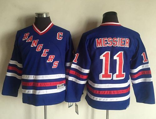 Rangers #11 Mark Messier Blue CCM Throwback Stitched Youth NHL Jersey