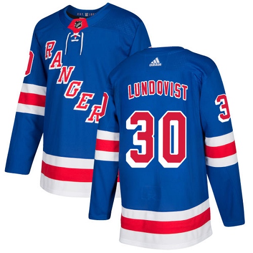 Adidas Rangers #30 Henrik Lundqvist Royal Blue Home Authentic Stitched Youth NHL Jersey