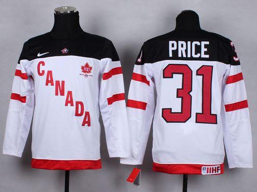 Team Canada #31 Carey Price White 100th Anniversary Stitched Youth NHL Jersey