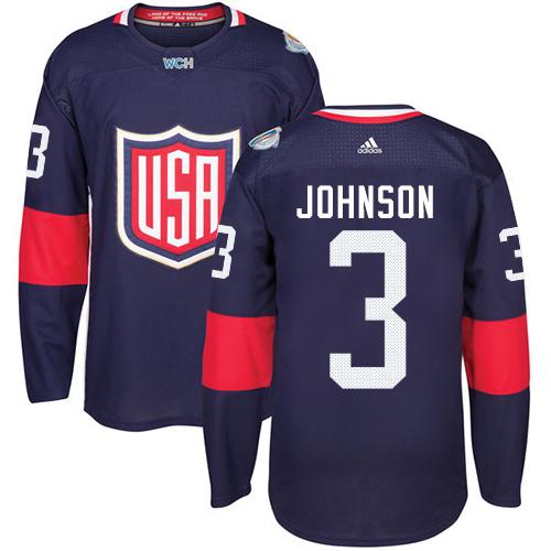 Team USA #3 Jack Johnson Navy Blue 2016 World Cup Stitched Youth NHL Jersey