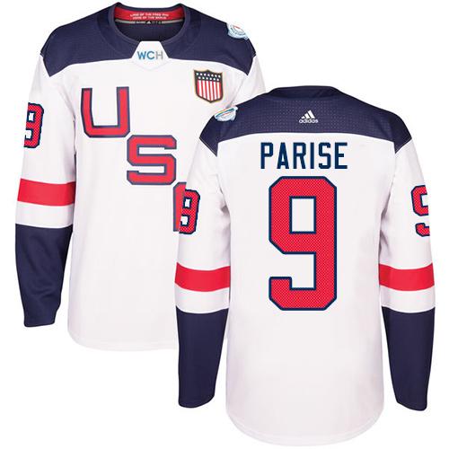 Team USA #9 Zach Parise White 2016 World Cup Stitched Youth NHL Jersey