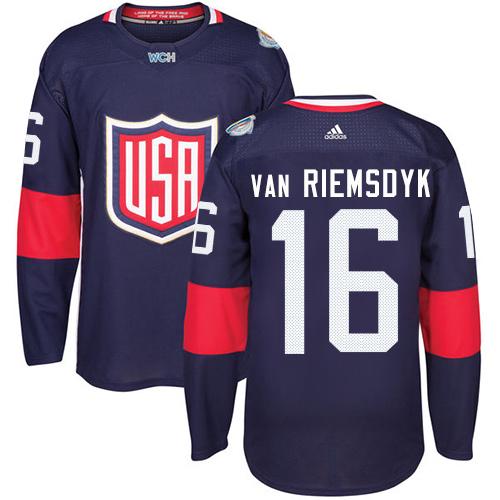 Team USA #16 James van Riemsdyk Navy Blue 2016 World Cup Stitched Youth NHL Jersey