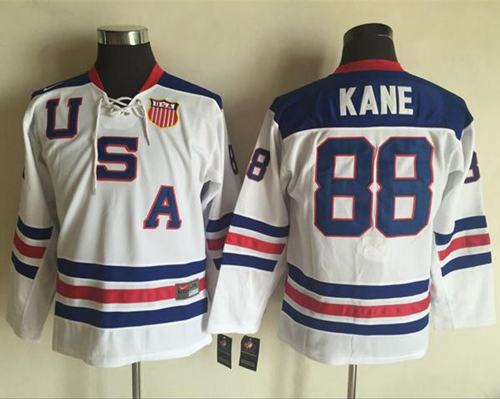 Team USA #88 Patrick Kane White 1960 Throwback Stitched Youth NHL Jersey