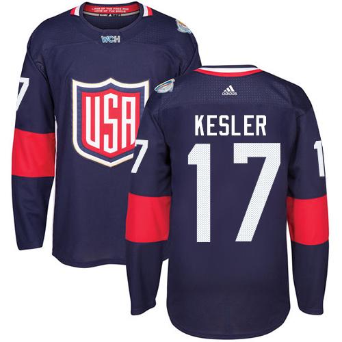Team USA #17 Ryan Kesler Navy Blue 2016 World Cup Stitched Youth NHL Jersey