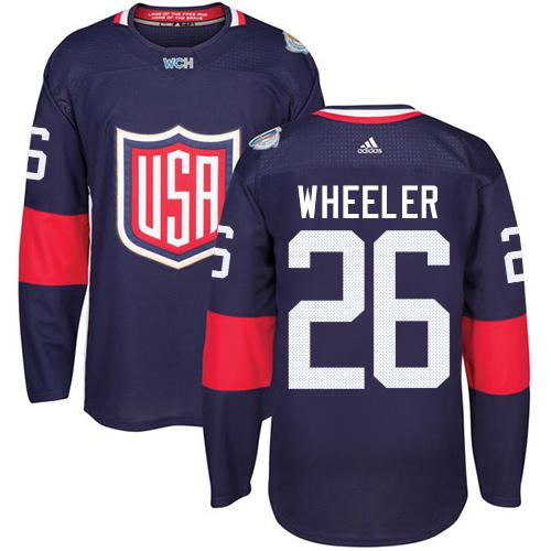 Team USA #26 Blake Wheeler Navy Blue 2016 World Cup Stitched Youth NHL Jersey