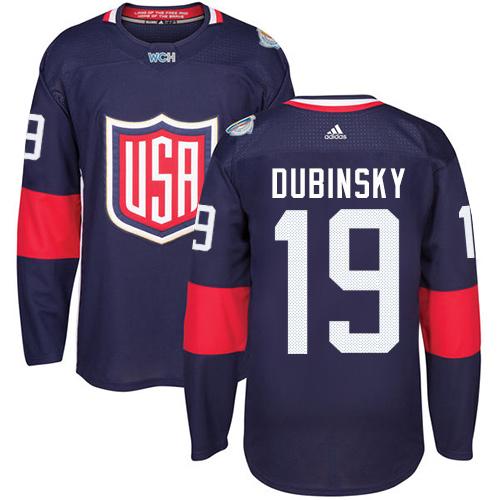 Team USA #19 Brandon Dubinsky Navy Blue 2016 World Cup Stitched Youth NHL Jersey