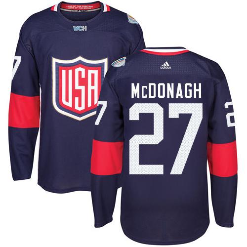 Team USA #27 Ryan McDonagh Navy Blue 2016 World Cup Stitched Youth NHL Jersey