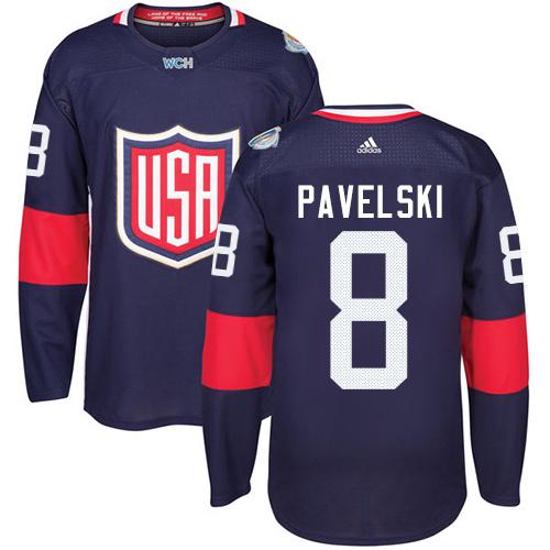 Team USA #8 Joe Pavelski Navy Blue 2016 World Cup Stitched Youth NHL Jersey