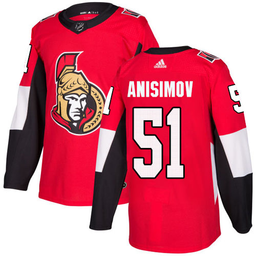 Adidas Senators #51 Artem Anisimov Red Home Authentic Stitched Youth NHL Jersey