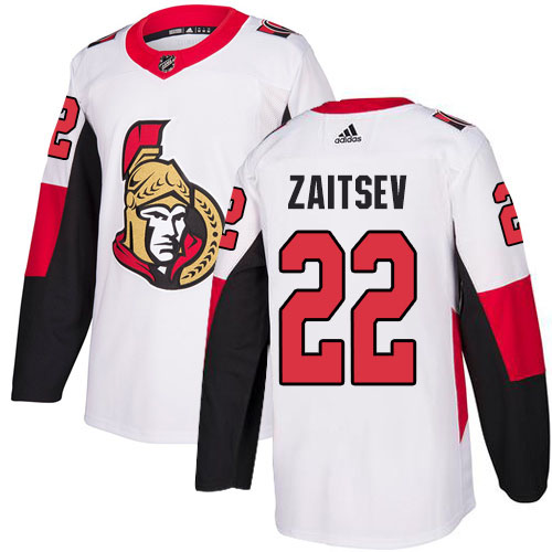 Adidas Senators #22 Nikita Zaitsev White Road Authentic Stitched Youth NHL Jersey