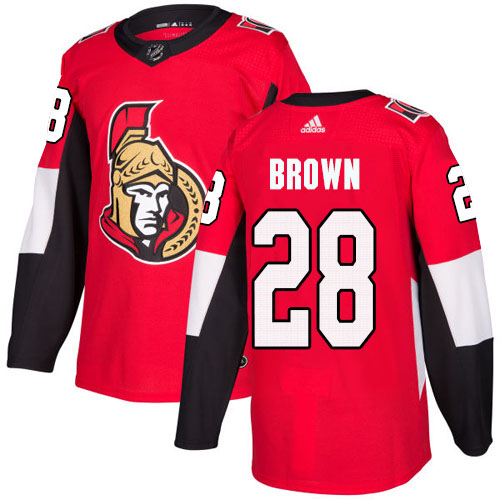 Adidas Senators #28 Connor Brown Red Home Authentic Stitched Youth NHL Jersey