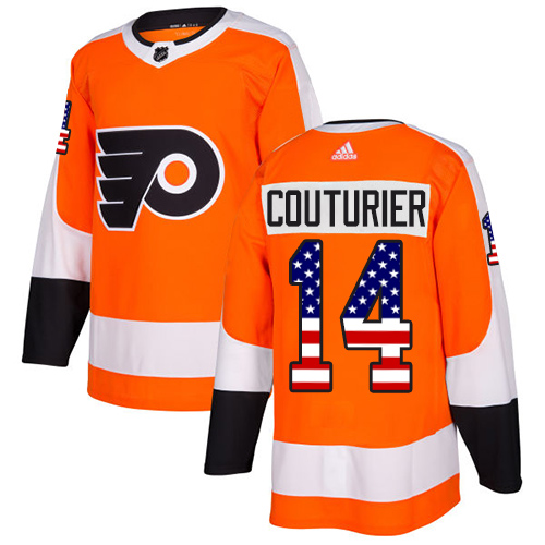 Adidas Flyers #14 Sean Couturier Orange Home Authentic USA Flag Stitched Youth NHL Jersey