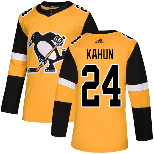 Adidas Penguins #24 Dominik Kahun Gold Alternate Authentic Stitched Youth NHL Jersey
