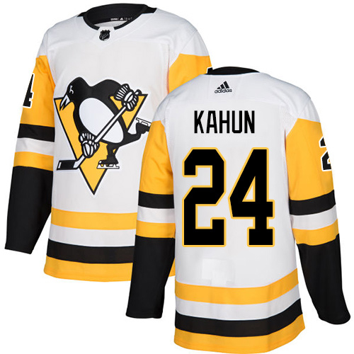 Adidas Penguins #24 Dominik Kahun White Road Authentic Stitched Youth NHL Jersey