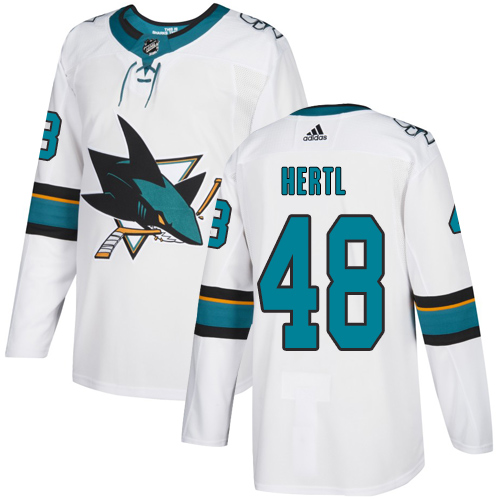 Adidas Sharks #48 Tomas Hertl White Road Authentic Stitched Youth NHL Jersey