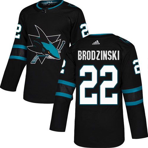 Adidas Sharks #22 Jonny Brodzinski Black Alternate Authentic Stitched Youth NHL Jersey