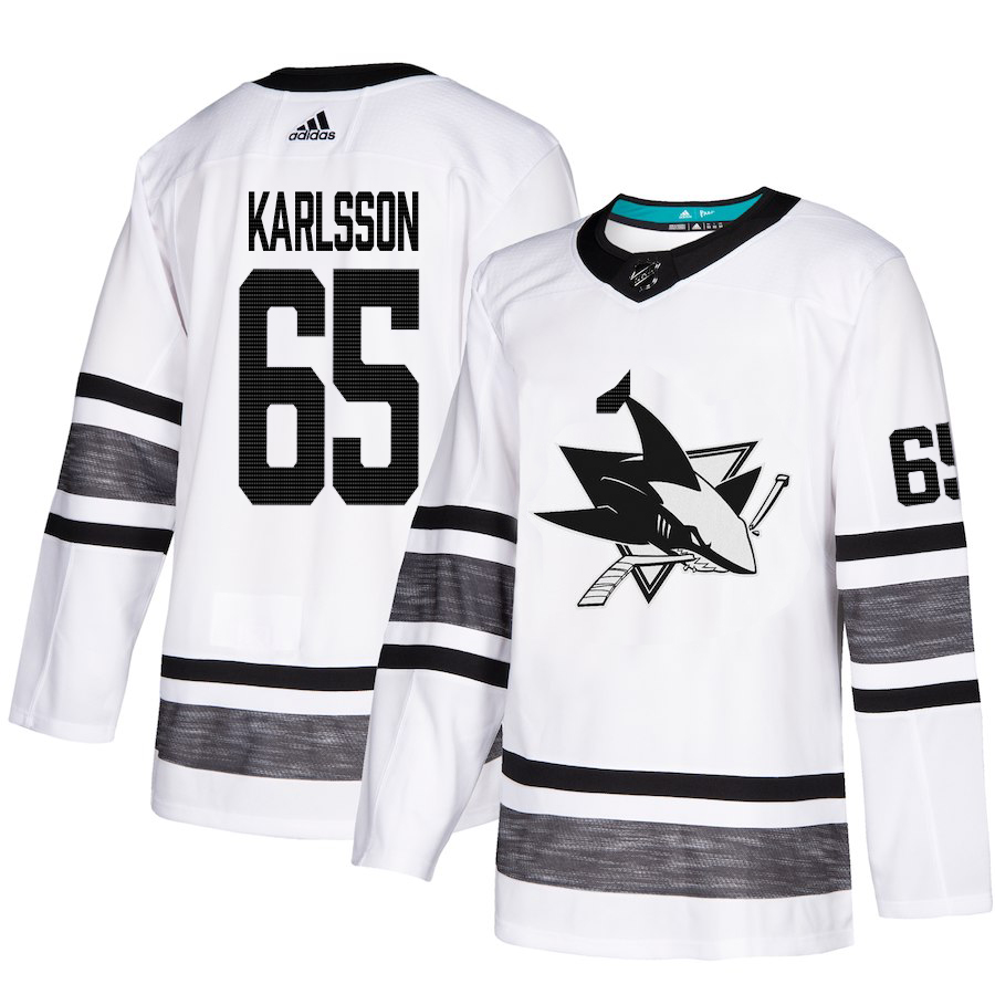 Adidas Sharks #65 Erik Karlsson White Authentic 2019 All-Star Stitched Youth NHL Jersey