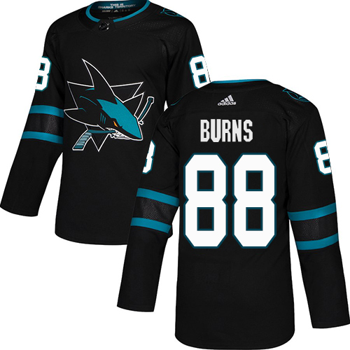 Adidas Sharks #88 Brent Burns Black Alternate Authentic Stitched Youth NHL Jersey