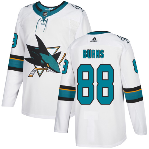 Adidas Sharks #88 Brent Burns White Road Authentic Stitched Youth NHL Jersey