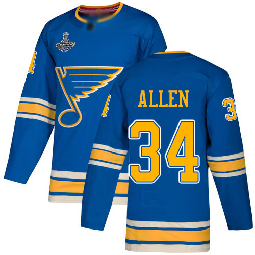 Adidas Blues #34 Jake Allen Blue Alternate Authentic Stanley Cup Champions Stitched Youth NHL Jersey